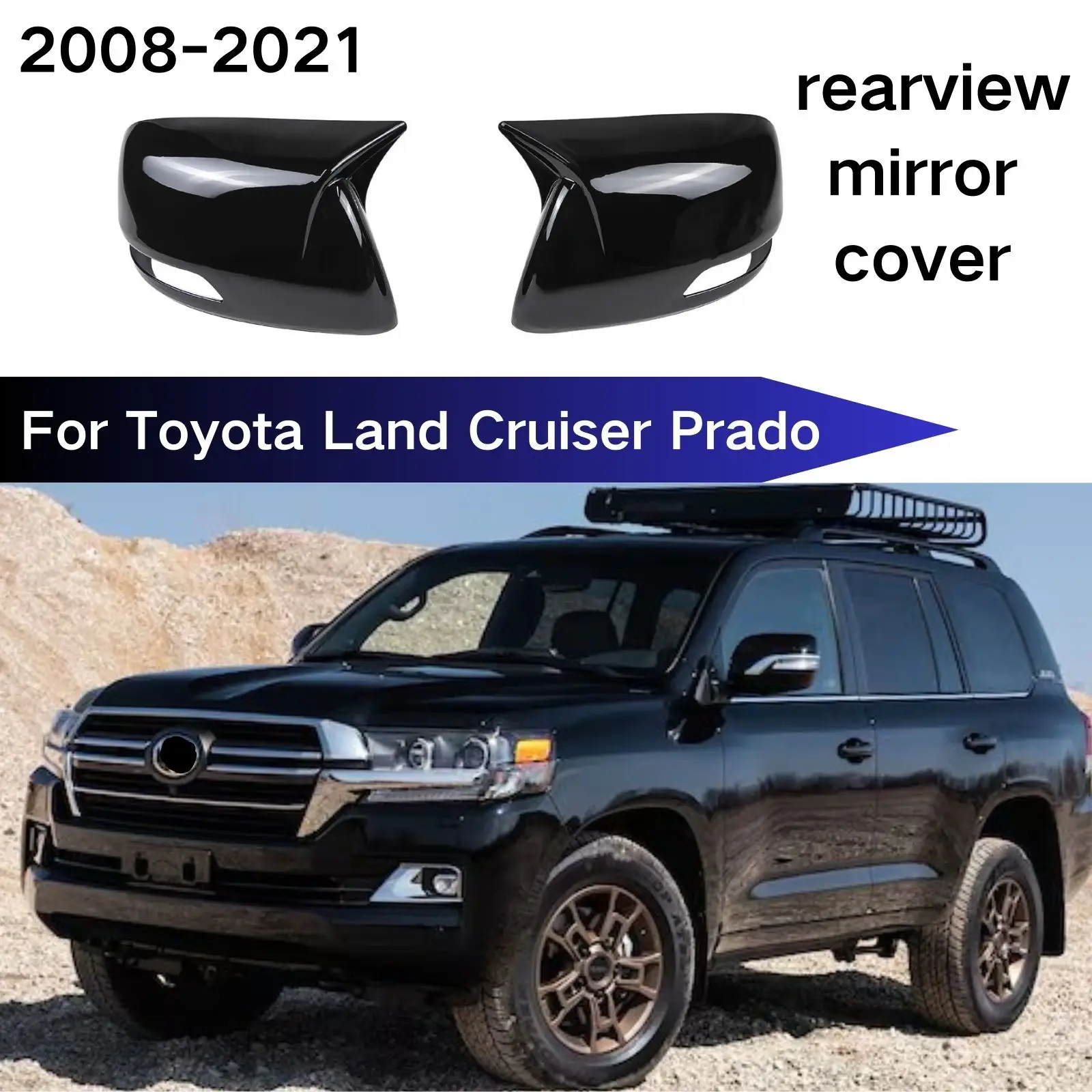 

Rearview Mirror Cover For Toyota Land Cruiser Prado 2008-2021 Car Accessories Housing Carbon Fiber Look Assembly Glossy Black