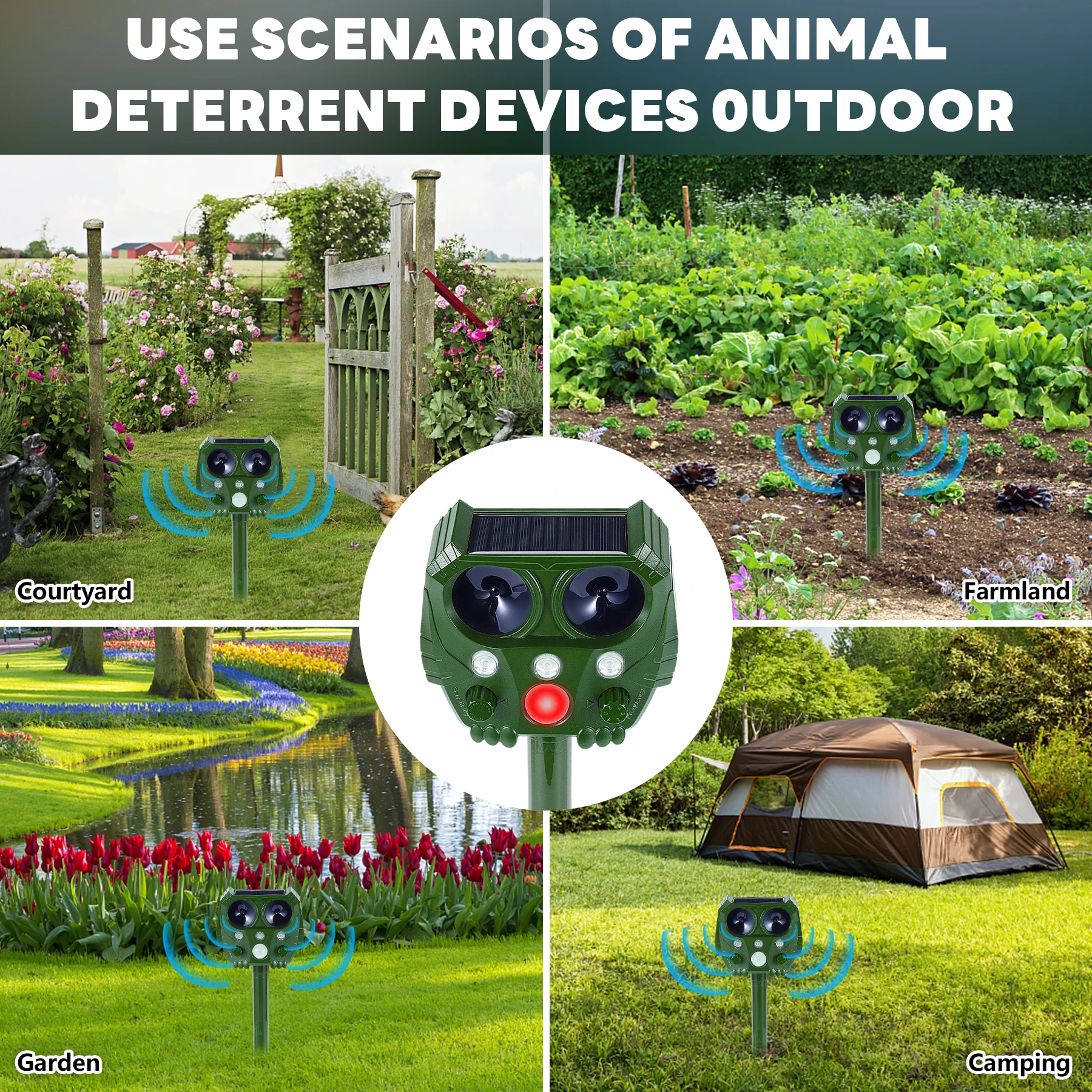 Solar Vogel Repeller Ultrasone Animal Repeller Outdoor Repellent Kat Hond Deterrent Met Led Knipperlicht Solar Animal Repeller