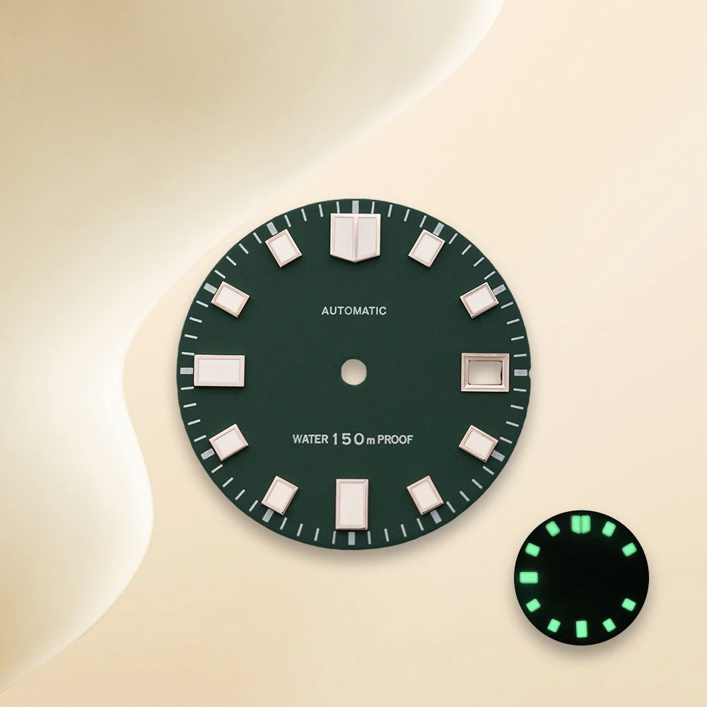 28,5 mm S-Logo NH35 Zifferblatt Taucherzifferblatt geeignet für NH35/NH36/4R/7S Uhrwerk C3 grün leuchtende Uhr Modifikationszubehör
