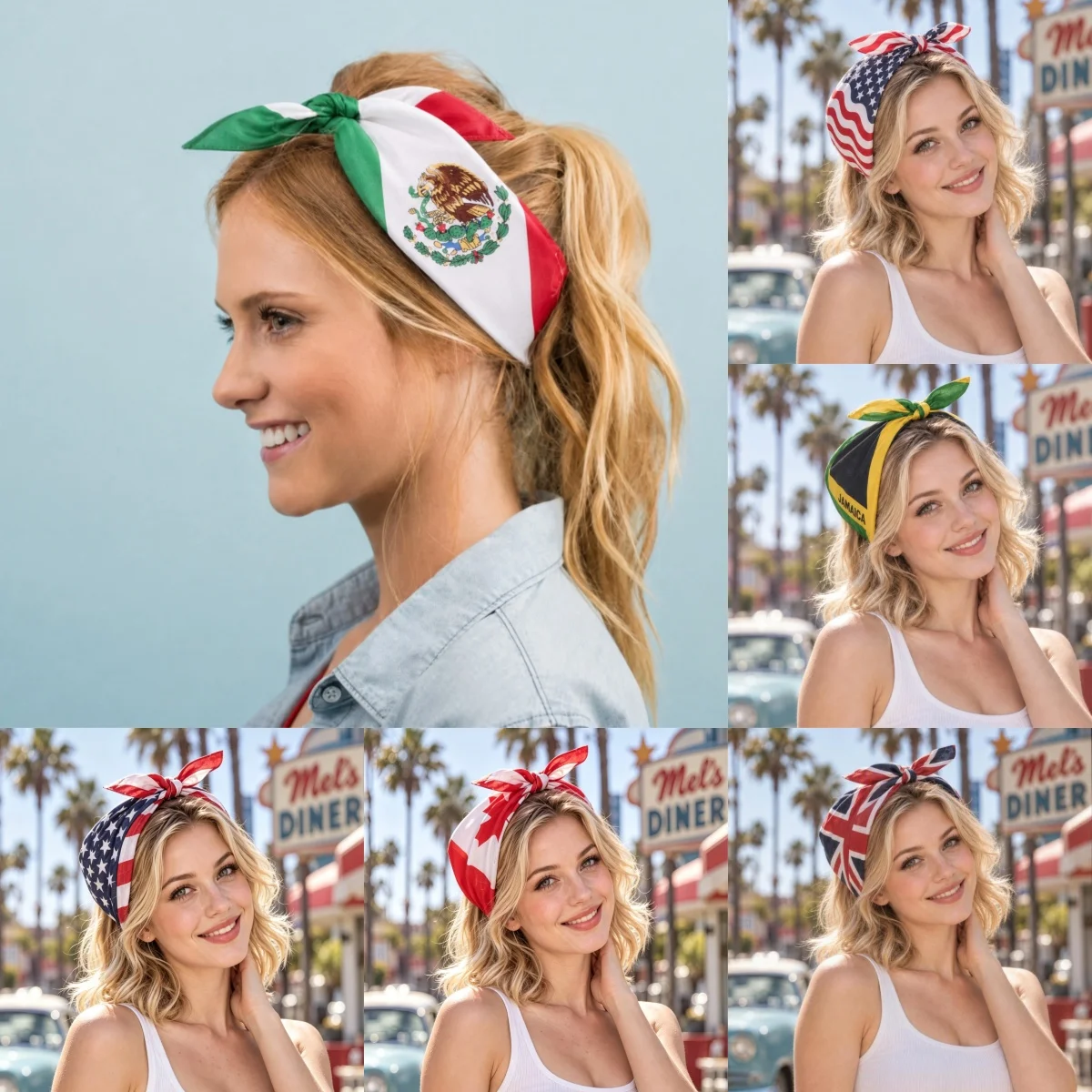 55x55cm Square Scarf Cotton Flag Series USA UK Jamaica Canada Mexico Punk Hip-hop Headwear/Hair Neckerchief Scarf Bandanas