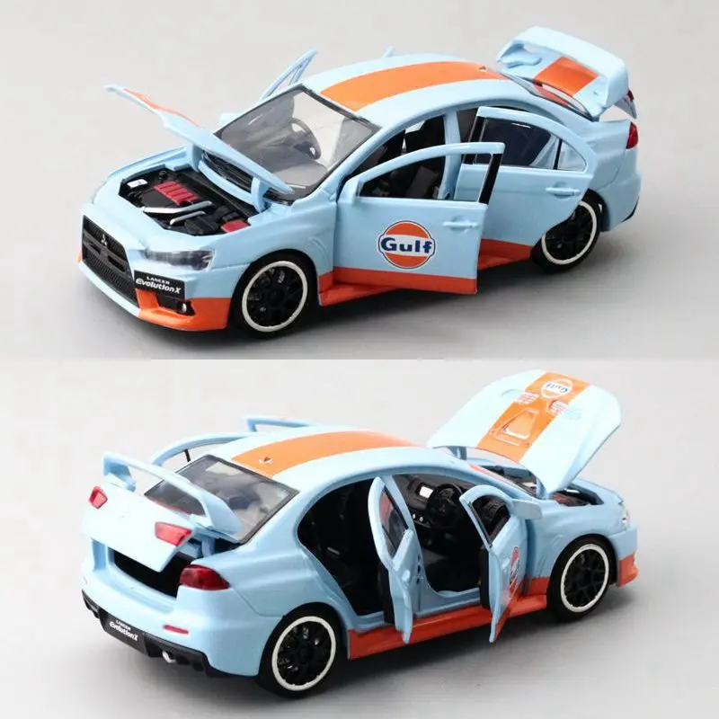 Quality 1:32 alloy simulation sound and light Mitsubishi Lancer car model,6 door supercar racing toys,hot sale free shipping