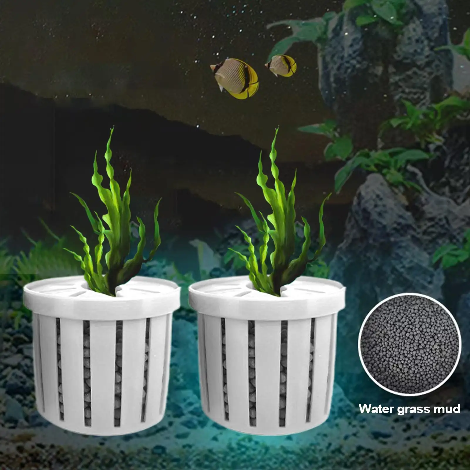4 Stück Aquarium-Pflanzentöpfe mit Schwamm-Saugnäpfen, atmungsaktiv, wasserdurchlässig, für Zuhause, Fischbecken, Pflanzentöpfe, Halter – Detail 2