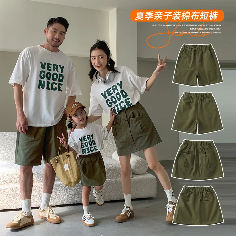 

Family Look Clothes Korean Style Mother and Daughter Fashion Skirts Father Son Same Shorts 2024 Summer New Parent-child Clothing