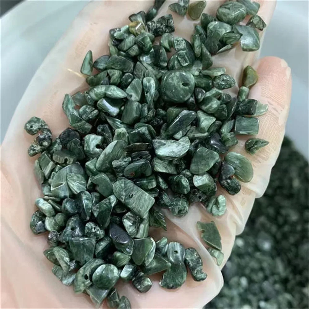 Feng Shui Crystals Healing Stones Natural Green Seraphinite Chips Gravels For Home Decoration