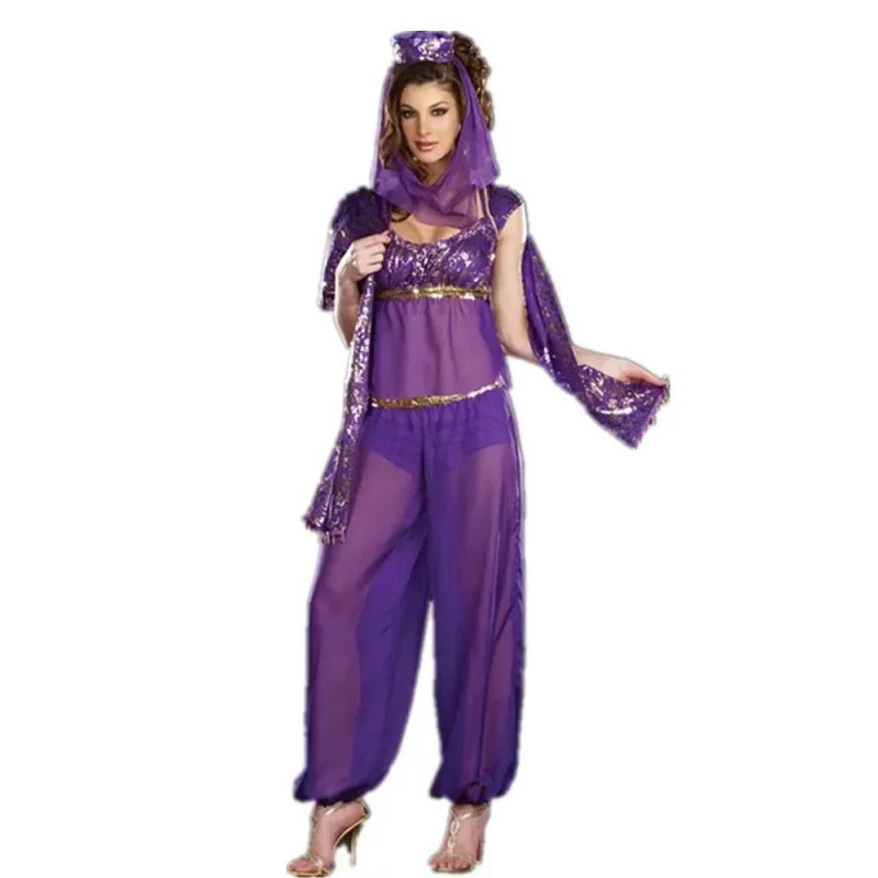 Robe de danseuse orientale sexy pour adulte, costume de danse arabe, Jasmine GENIE Aladdin, robe de princesse pour Halloween, robe fantaisie pour femme ZanCos