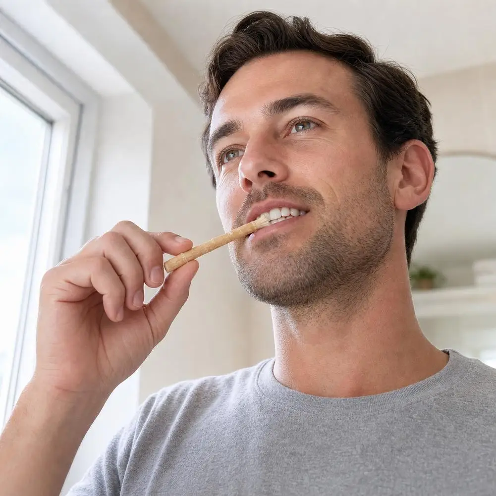 Miswak Natural Chewing Stick Arak Twig Toothbrush for Fresh Breath After Meals Gentle Teeth Cleaning at Work or On the Go
