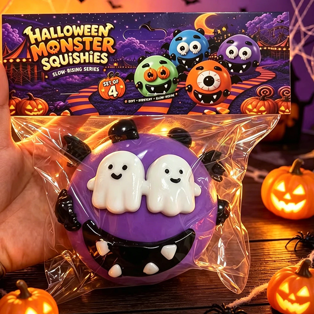 DIY Monster Face Squishy Squeeze Fidget Toys Stress Relief Anxiety Relief Halloween Party Gift for Adults