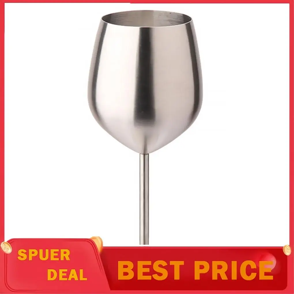 Stainless Steel Wine Glass 500ml Single-layer Stemmed Goblet Kitchen Utensils Home Use Barware for Wedding Hotel Bar Tools