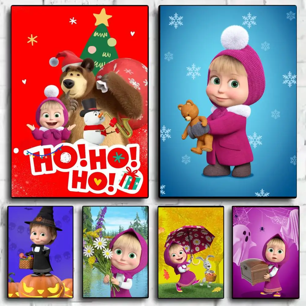 

M-Masha and the B-BearS Poster Perfect Sticker Self Adhesive Art Designed for Home Dining Office Spaces