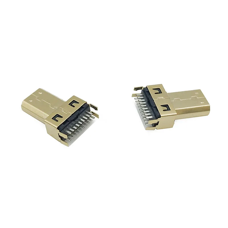 20PCS Micro HDMI Male Jack Plug Connector D-Type 19PIN 19P Splint Gold-Plated