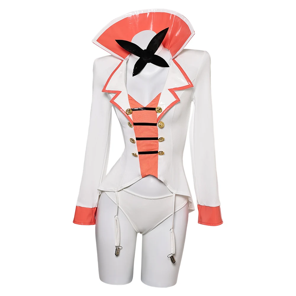 Frauen Luzifer Dessous Cosplay Perücke Hut Kostüm Outfits Erwachsene Frau Hazzbin Mädchen Rollenspiel Jacke Halloween Karneval Anzug