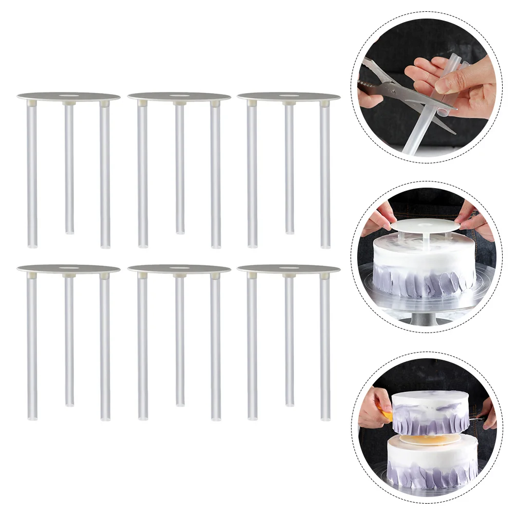 6 Sets Plates Cake Piling Gasket Cupcake Holders Bracket Sprinkles White Pp Plastic Material Stand