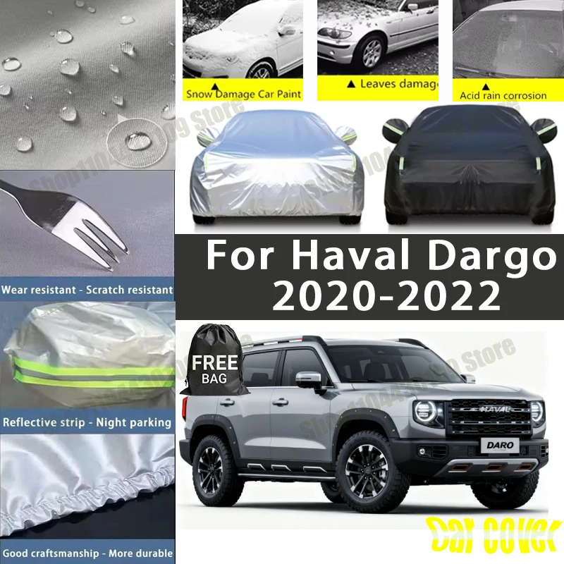 

For Haval Dargo 2020-2022 Car Cover Waterproof UV Protection All Weather Dustproof Snow Rain Cover 190T Polyester