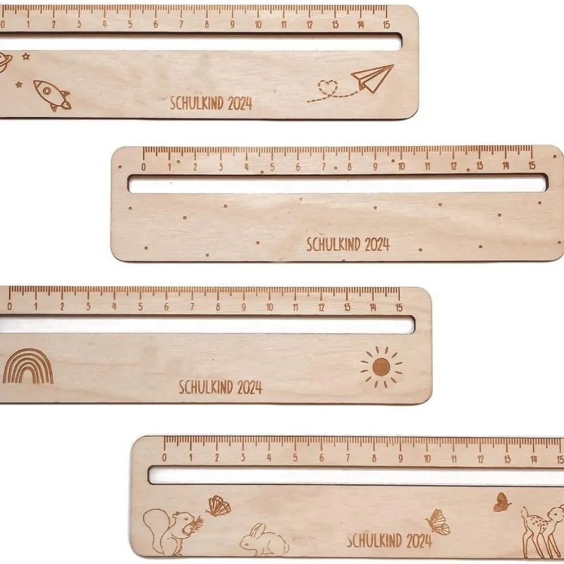 Student Wooden Hollow Ruler Children'S Stationery Measuring Tool School Stationery Gift Reading Strips Drawing Ruler