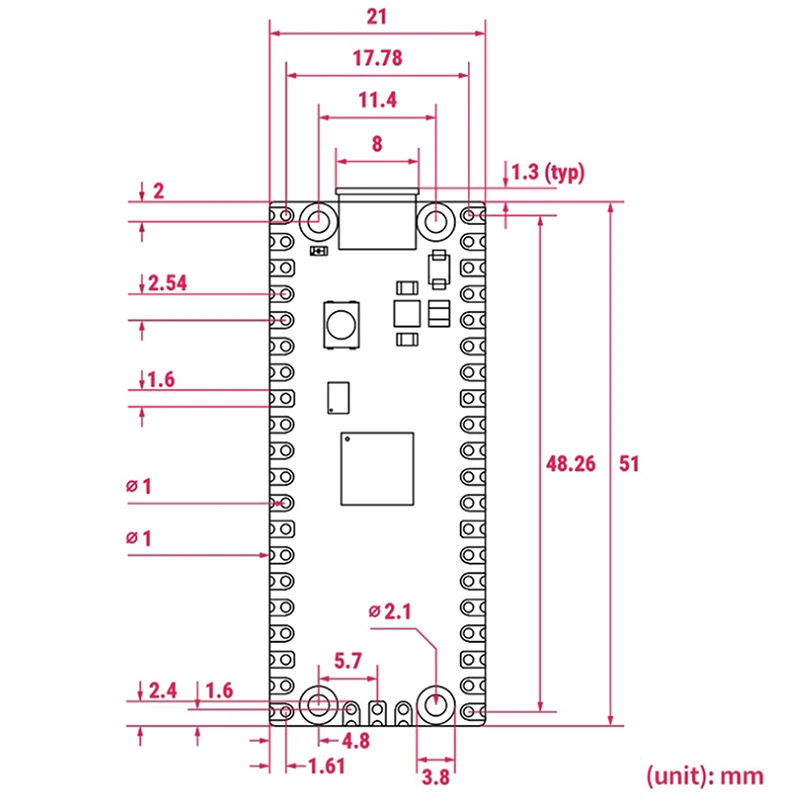 Entwicklungsboard Raspberry Pi Pico Dual-Core RP2350 Chip Python Elektronisches Zubehör