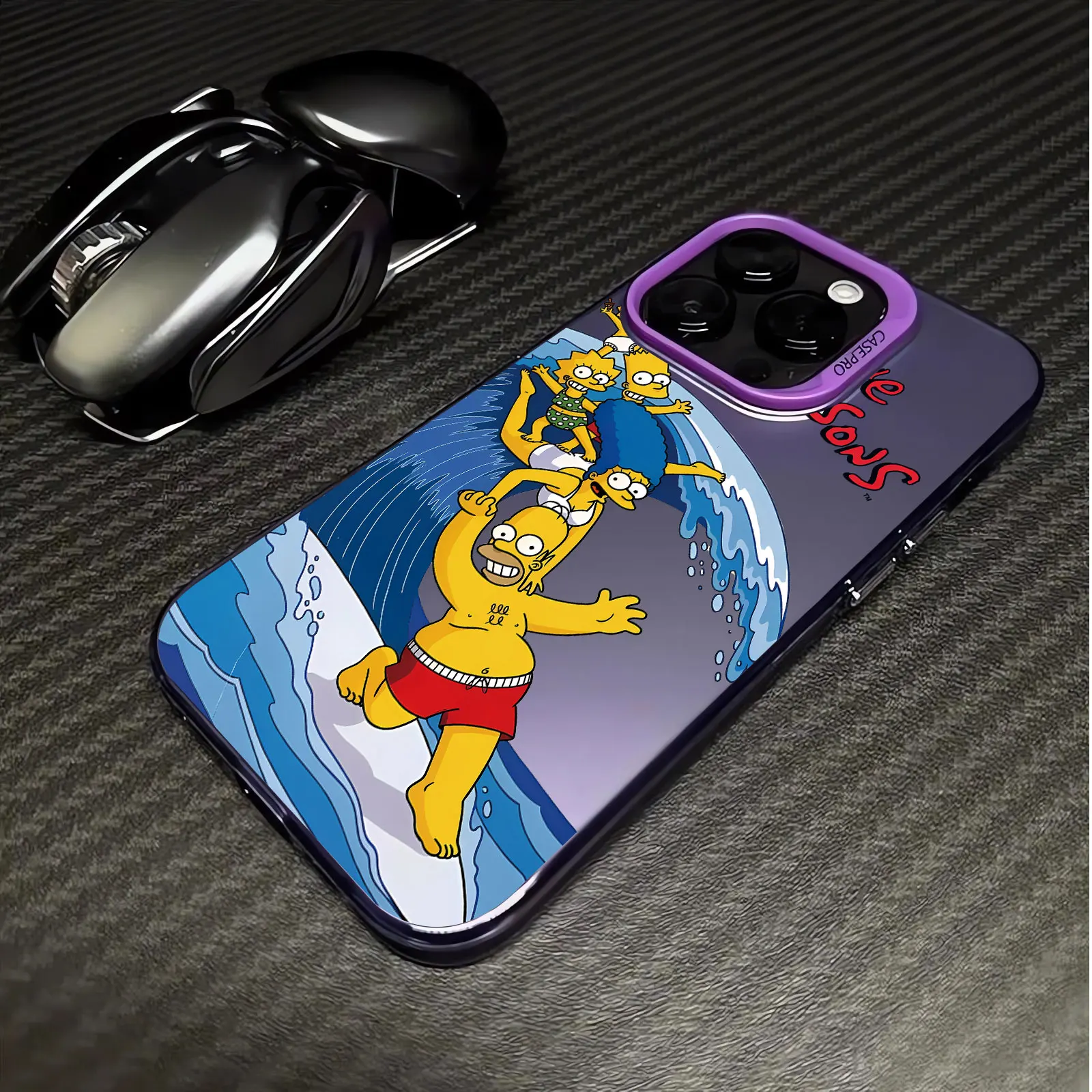 Homer J. Funda de teléfono de silicona Simpson Surf Donut para Apple iPhone, 11, 13, 15, 14 Pro Max, 12, XR, XS, X, funda protectora