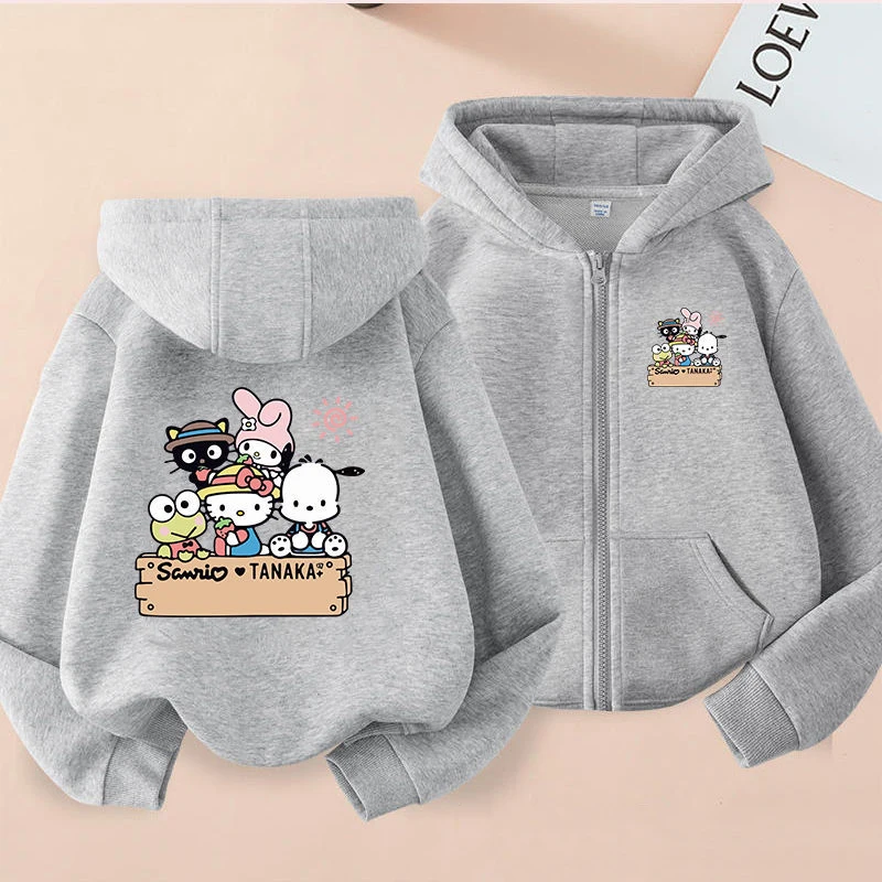 Sanrio Kawaii Hello Kitty Meisjes Sweatshirt Met Capuchon Kuromi Cinnamoroll Anime Cartoon Mode Huidvriendelijke Kinderkleding Jassen