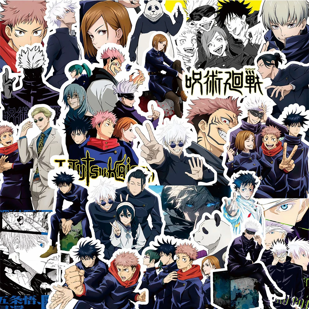 50/80/100ชิ้นวินเทจ jujutsu Kaisen สติกเกอร์อะนิเมะสำหรับเด็กของเล่น DIY แล็ปท็อปสเก็ตบอร์ดรถสติกเกอร์รูปลอกตกแต่งการ์ตูน Kawaii