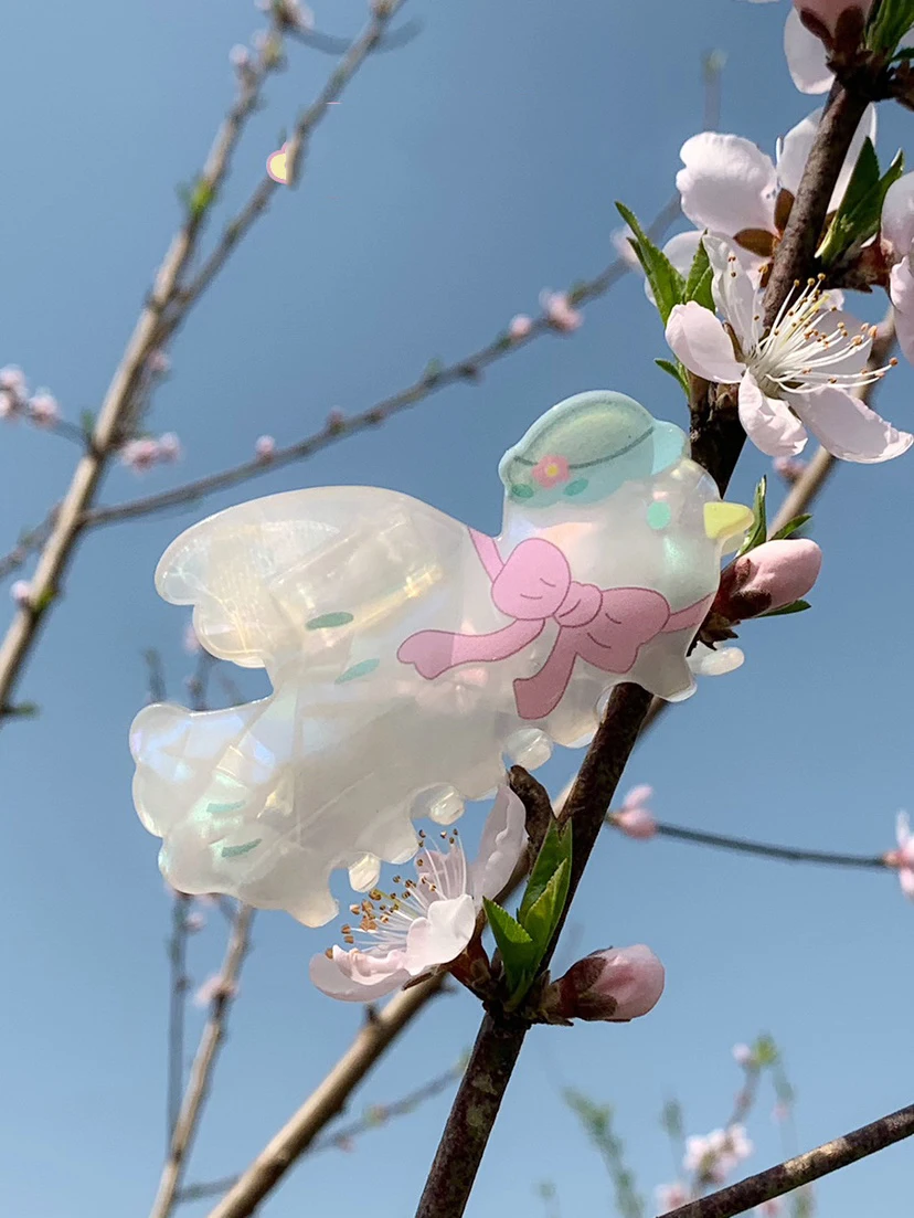 

Новый шикарный акриловый бант с птицей и принтом, фиксированный хвост для толстой шпильки для женщин, модные заколки для волос, заколки, аксессуары