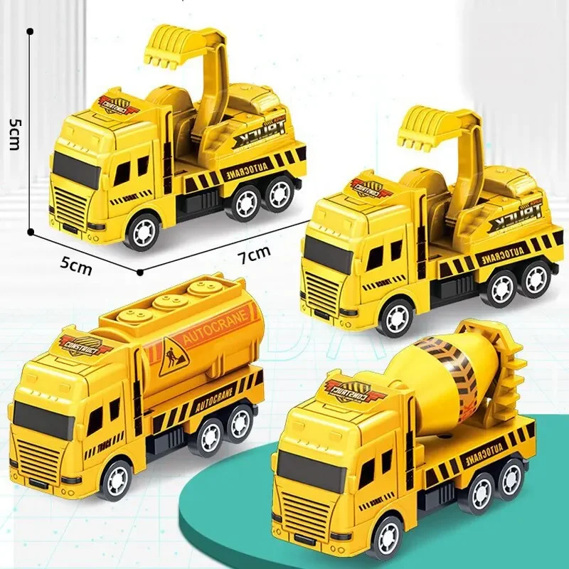4 Pcs Small Construction Vehicles Pull Back & Go Friction Powered for Toddlers Travel Car Toys Age 3-5 Birthday Gift