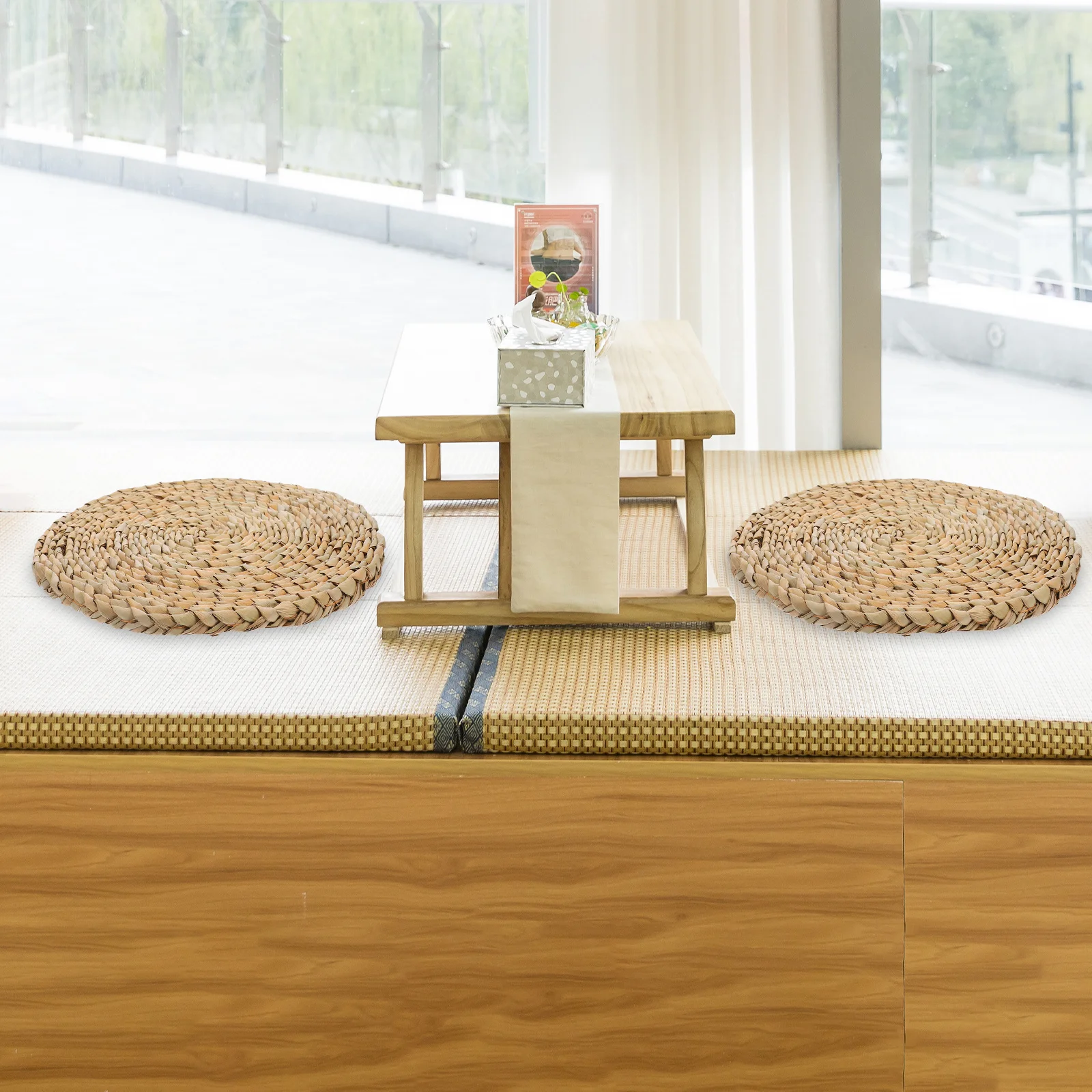 

Round Woven Straw Cushion Comfortable Seating Mat for Chairs Floors Yoga Bedroom Decor Elegant Home Addition Floor Cushion