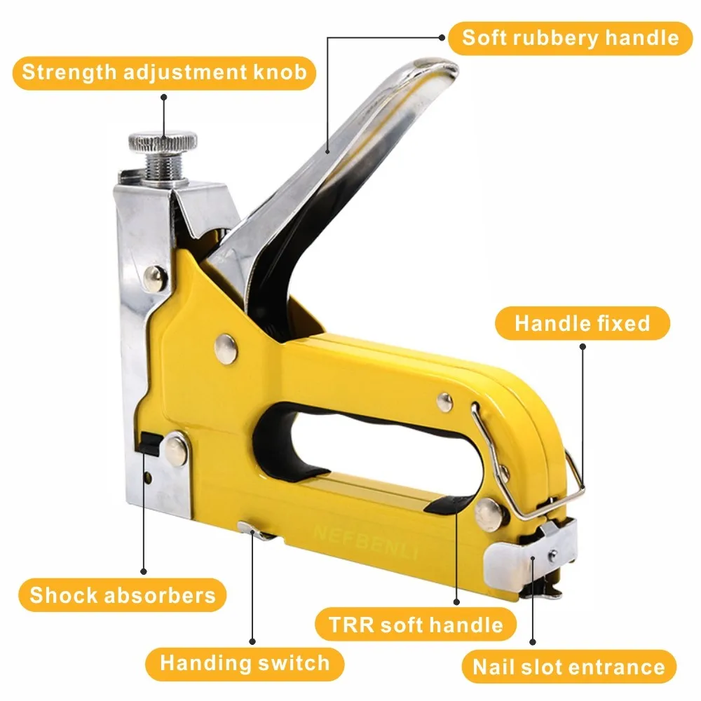 3 in 1 Beat Nail Gun Staple Gun Nailer Furniture Tool Wood Frame Stapler Stainless Steel Hand Tool Dropshipping DIY with Staples