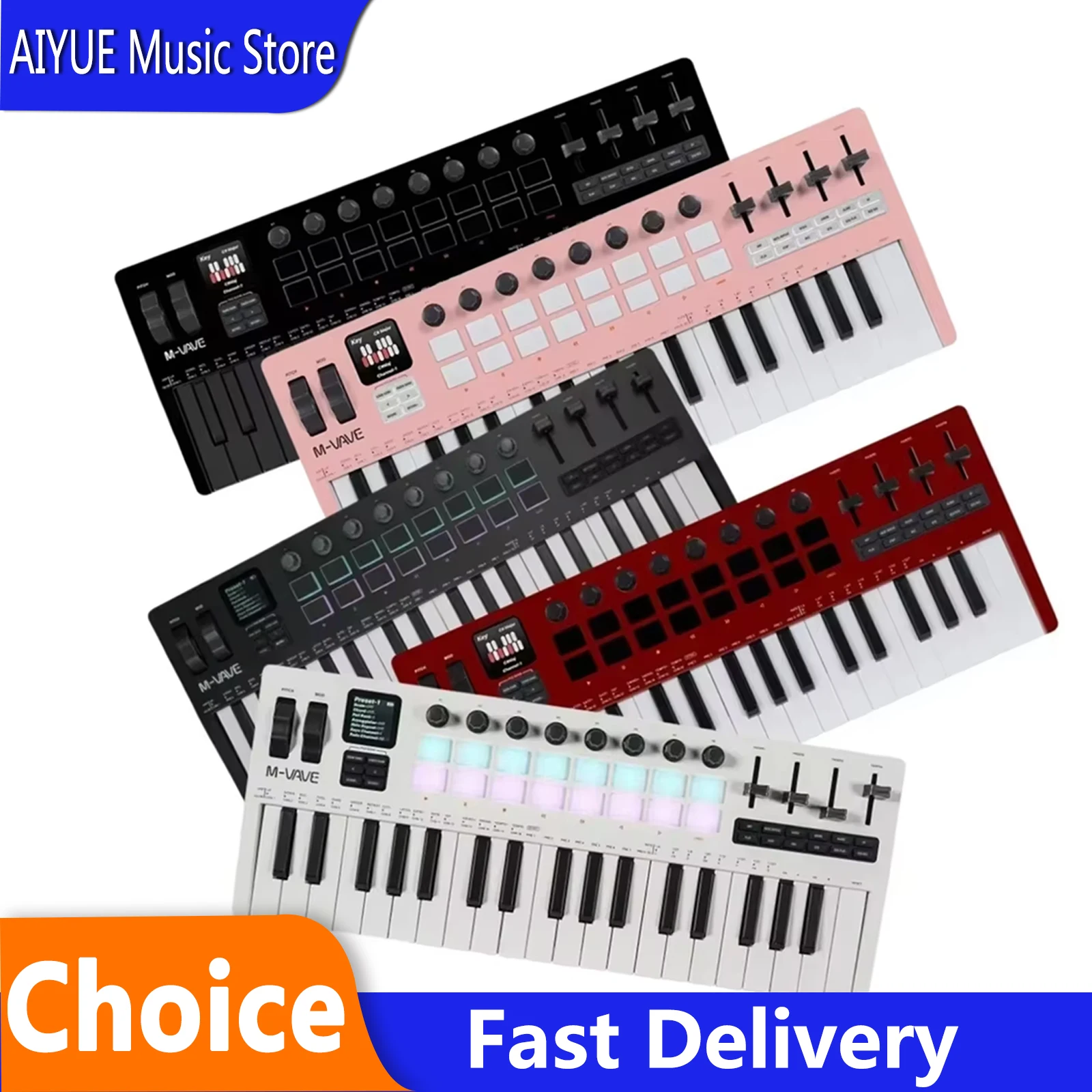 

M-VAVE 37-клавишный MIDI-контроллер, портативный, 16 RGB-пэдов, 8 регуляторов, SMK-37 PRO, встроенный синтезатор, цифровая клавиатура, инструменты для создания музыки.