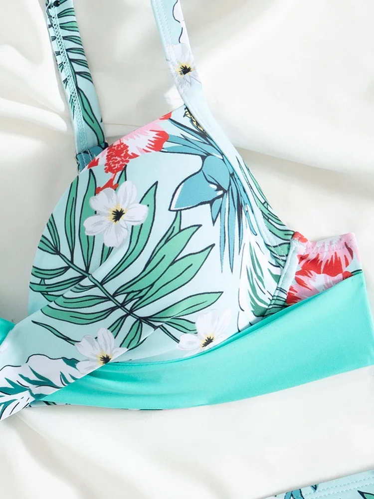 Bikini 2025 New Swimsuit Women Push Up Swimwear Print Sling Bikinis Set Sexy Thong Bathing Suit Female Summer Beach Two Piece
