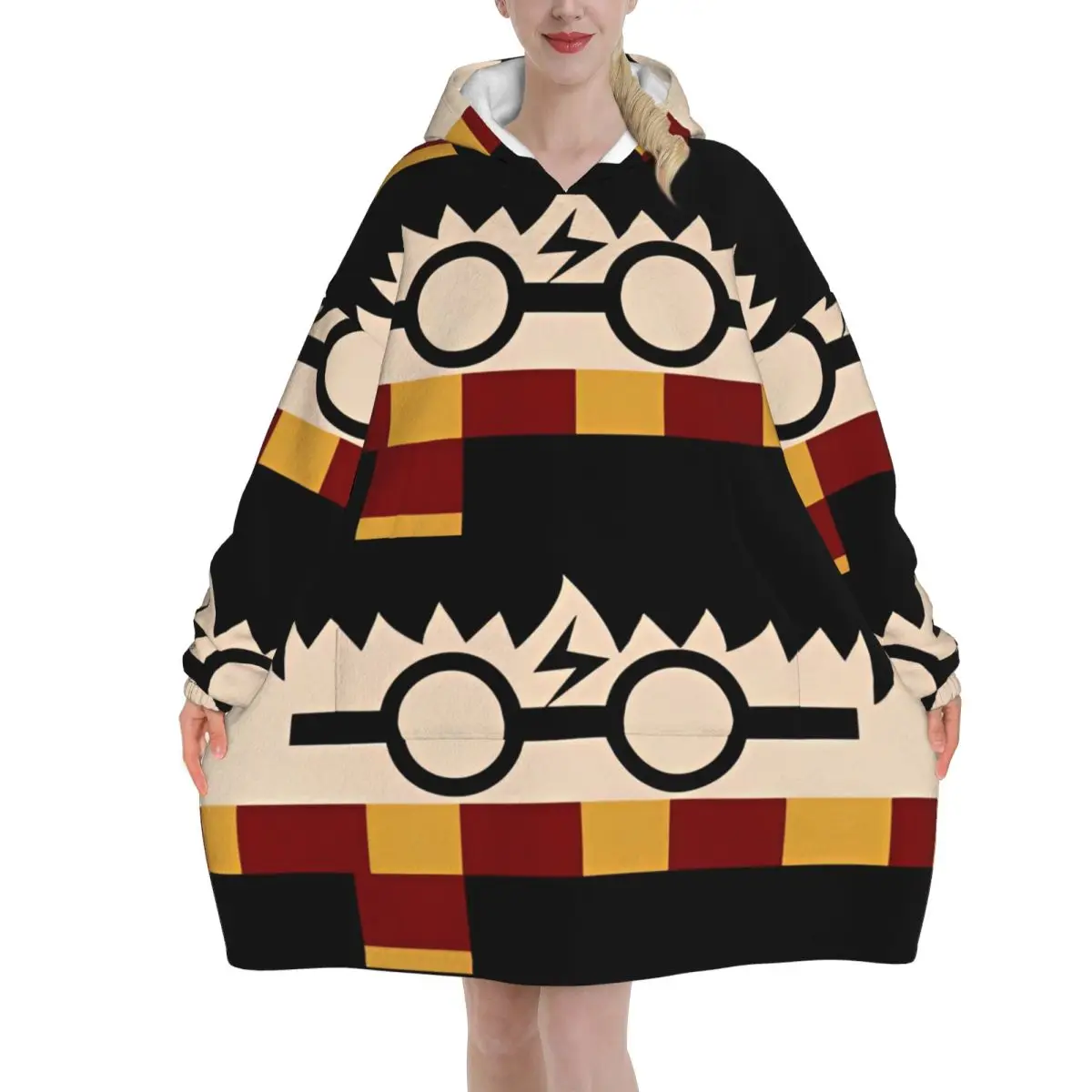 Manta Extra Grande de Harry Potter para la Escuela de Magia, Regalos para Mujeres y Hombres, Manta Sudadera Ultrasuave y Cálida con Bolsillo