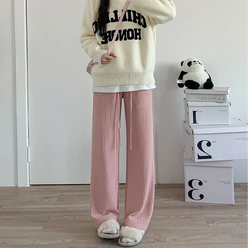

Summer Puff Cloud Pants Women High Waist Draped Straight Casual Pants Cloud Puff Wide Leg Running Pants