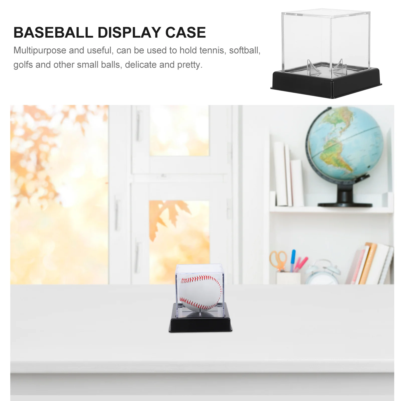 

2Pcs Transparent Display Box Acrylic Ball Holder for Baseball Collectibles Compact Case for Home Office Decoration
