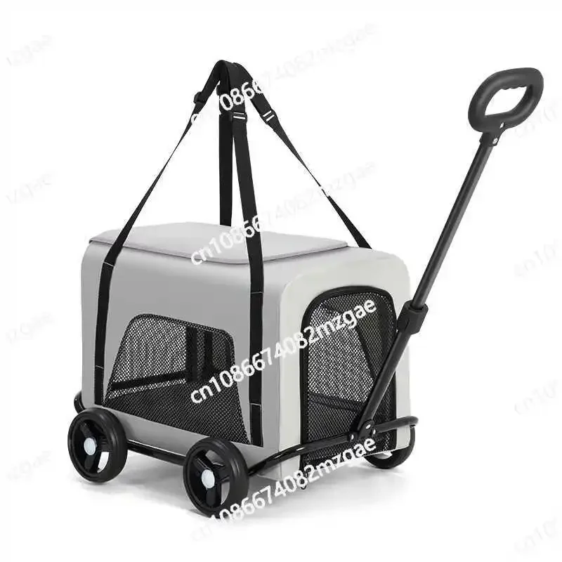 Pet Cart Lightweight Foldable Double-layer Shock Absorber Bag Separation Small Pet Going Out Cart Pulling Cart Mengpongle