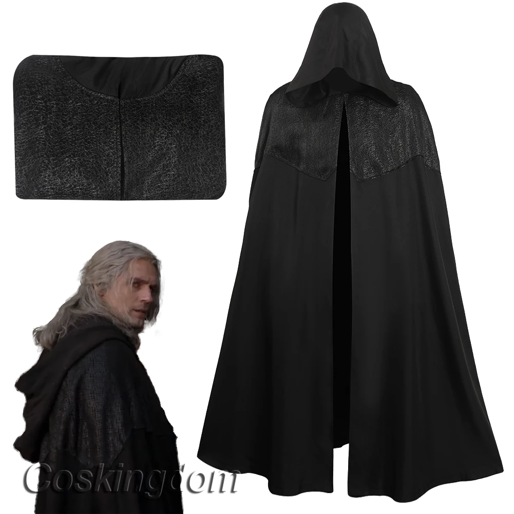 Geralt Cape noire Cosplay Cape fantaisie TV magicien 3 Costume déguisement adulte hommes Cosplay Roleplay Fantasia tenues mâle Halloween