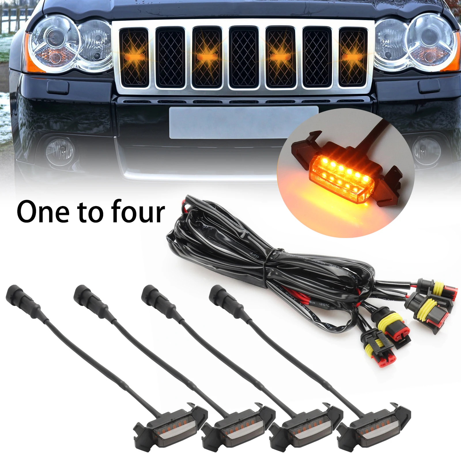 

Car Grille Light Car LED Front Grill Light Universal DRL Warning Daytime Running Lamp for Toyota Ford Off-Road Pickup Truck
