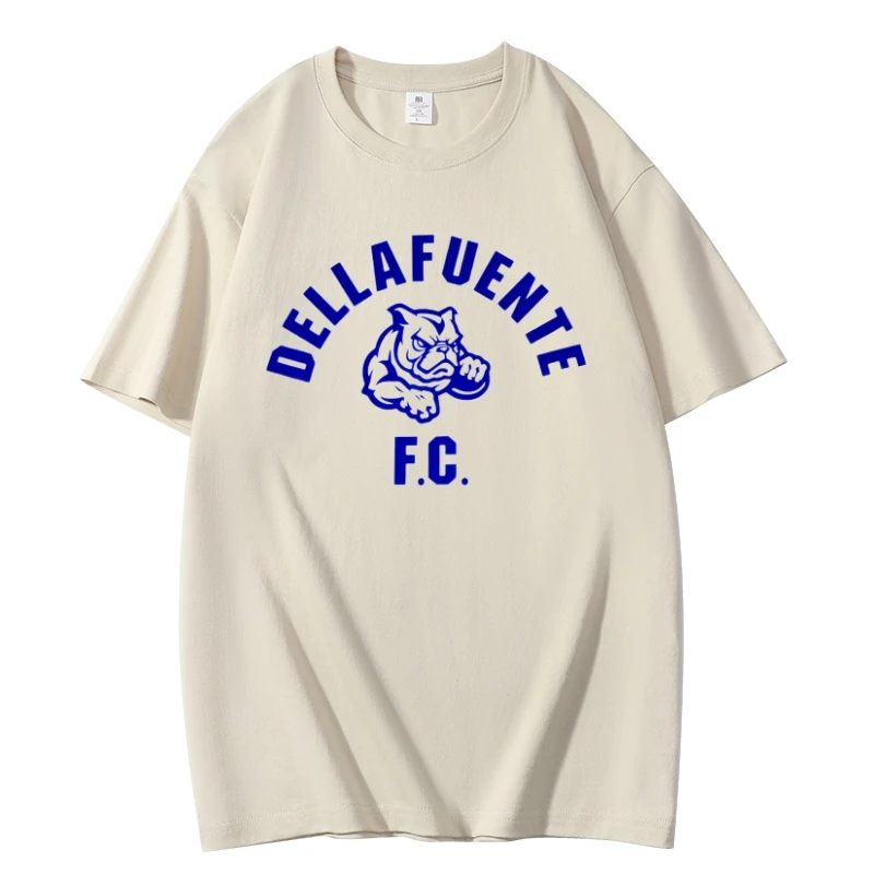 Dellafuente Summer Men\'s and Women\'s Pure Cotton Short sleeved DLFC Football Club mascot T-shirt Harajuku Unisex South Korea