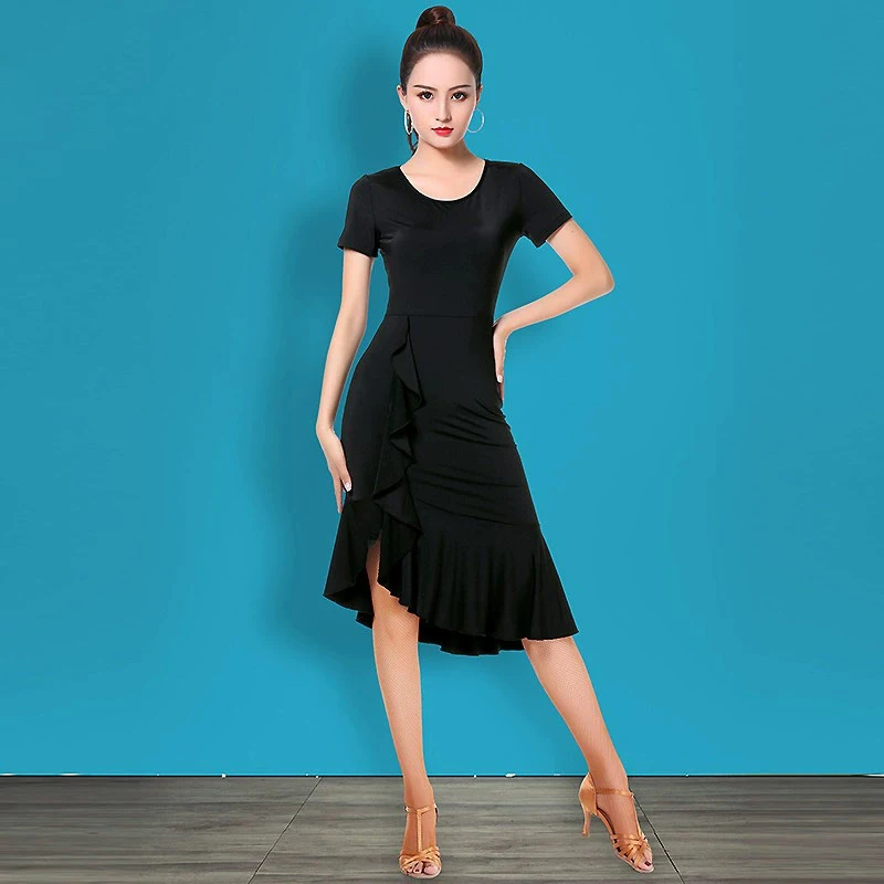 Sexy Latin Dance Dress for Women Dress Summer New Short-sleeved Training Suit Ballroom Dance Suit Wear Line Clothing Clothes Use