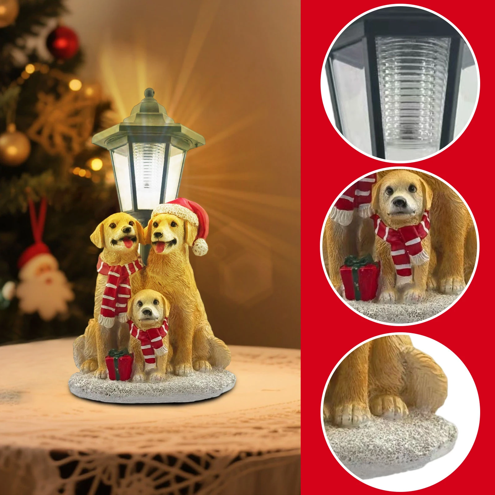 

Популярные милые щенки, поделки из смолы, рождественские украшения, атмосфера, световой продукт, рождественский тематический орнамент для собаки, подарок со светом