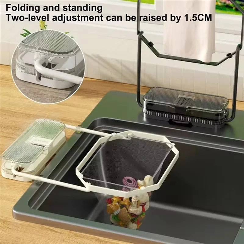 YWDZ-Height Adjustable Net Filter Bag Multi-Purpose Drainage Rack Drain Basket Kitchen Sink Filter Leftover Soup Food Drainer