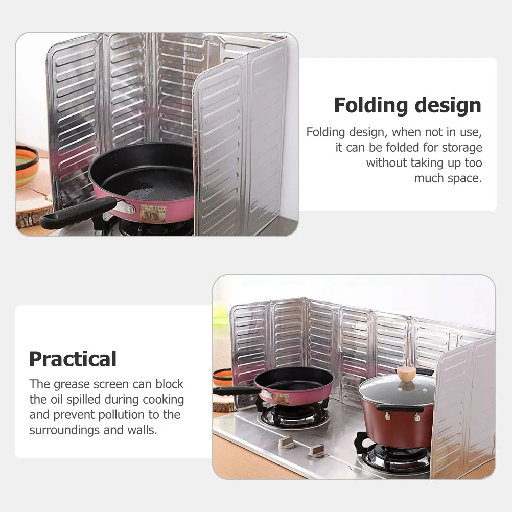 Foldable Oil Splash Board Kitchen Baffle Anti-Grease Screen Stove Splatter Guard Frying Pan Protector Heat Resistant Splash view 6