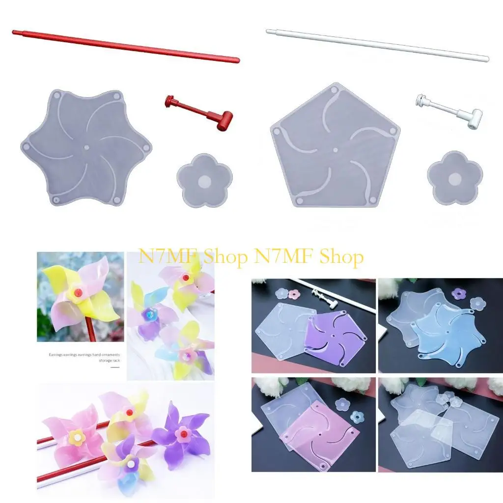 

N7MF Silicone Pinwheel Molds Epoxy Resin Jewelry Casting Molds DIY Windmill Molds