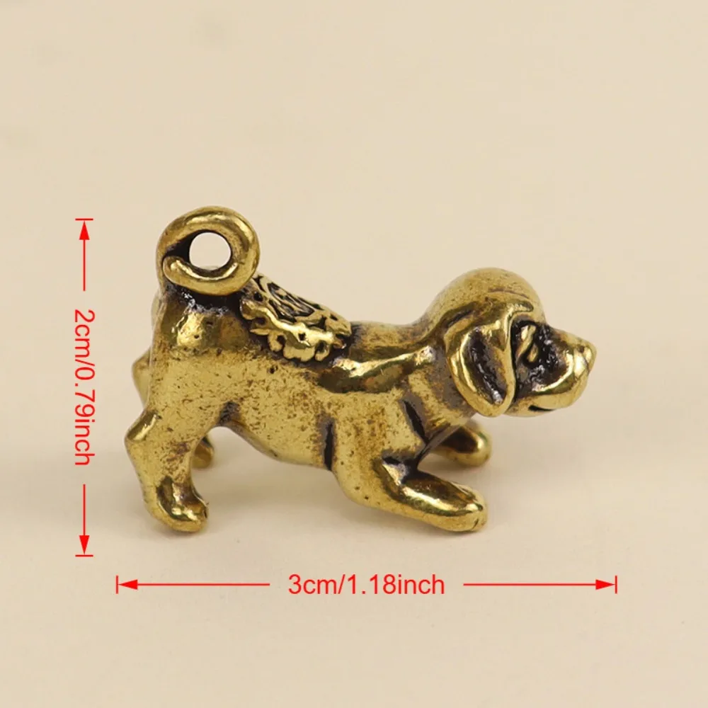 1Pc Handmade Brass Vintage Lucky Dog Ornament - Vintage Alphabet Animal Sculpture for Tabletop Decorations, Keychain Pendants and Holiday Gifts (Halloween, Christmas, Valentine's Day) - No Electricity Required - Detail 1