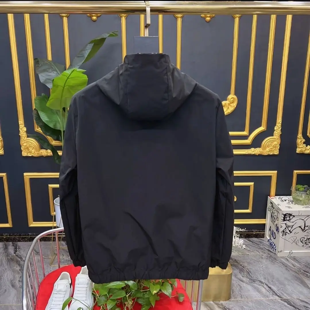 Spring 2025 new two-sided fashion with the same trendy brand casual hooded color matching jacket men's trend casual versatile