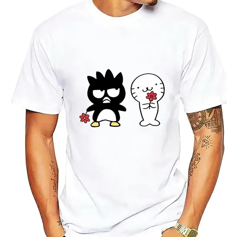 MINISO Sanrio Bad badtz-Maru T Shirt Men Couple Combination Women Clothes Short Sleeve Collar Fashion Cotto