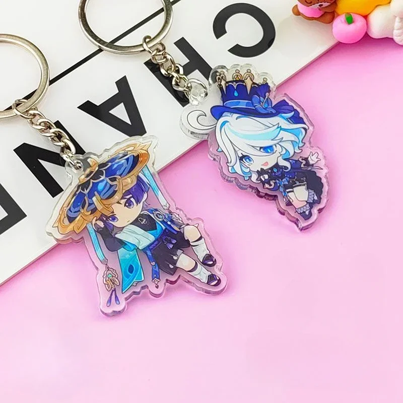 Fashion Focalors Furina Different Poses Close-up of the Whole Body Figure 4mm Thick Double-sided Acrylic Keychain Jewelry Gifts