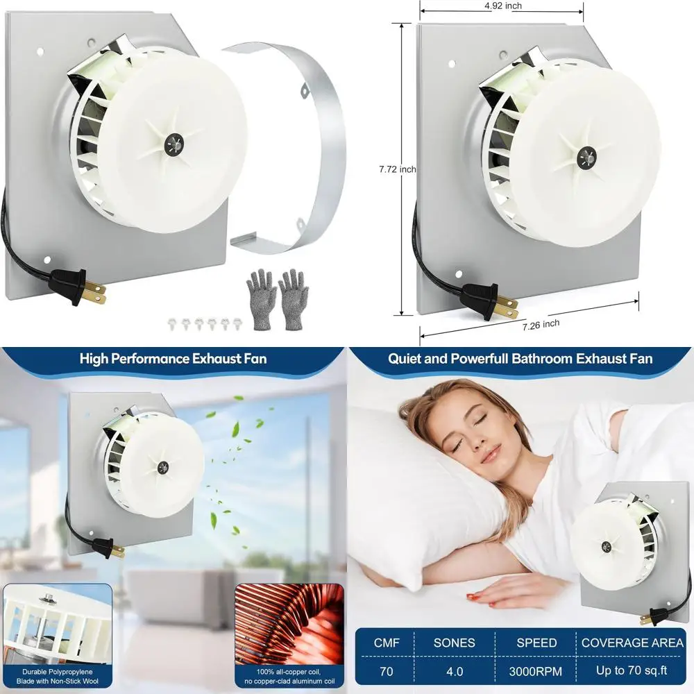 

70cm Powerful Quiet Bathroom Exhaust Fan Replacement with Motor and Blower Wheel for Models ELS 9965, 9905, 605P, 665, 665P, 665