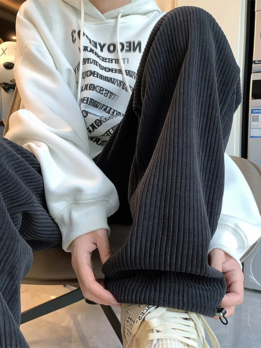 

Heavyweight Corduroy Men's Straight Leg Pants American Sle Drapey Casual Trousers Spring Autumn Loose Fit Spor