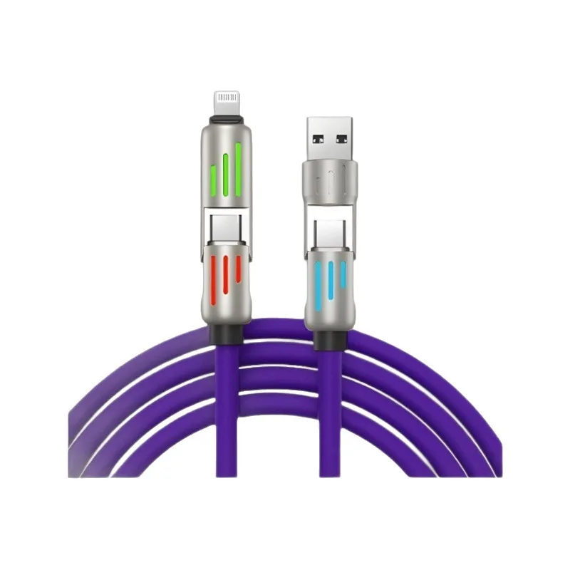 

240W fast charging two to two seven color breathing light data cable mobile phone multi-function car type-c charging cable