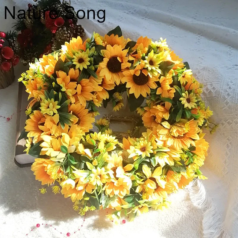 

Wreaths Wreath for Front Door Decoration, Artificial Sunflower, Rattan Vine, Fall, Wedding, Autumn, Farmhouse Decors