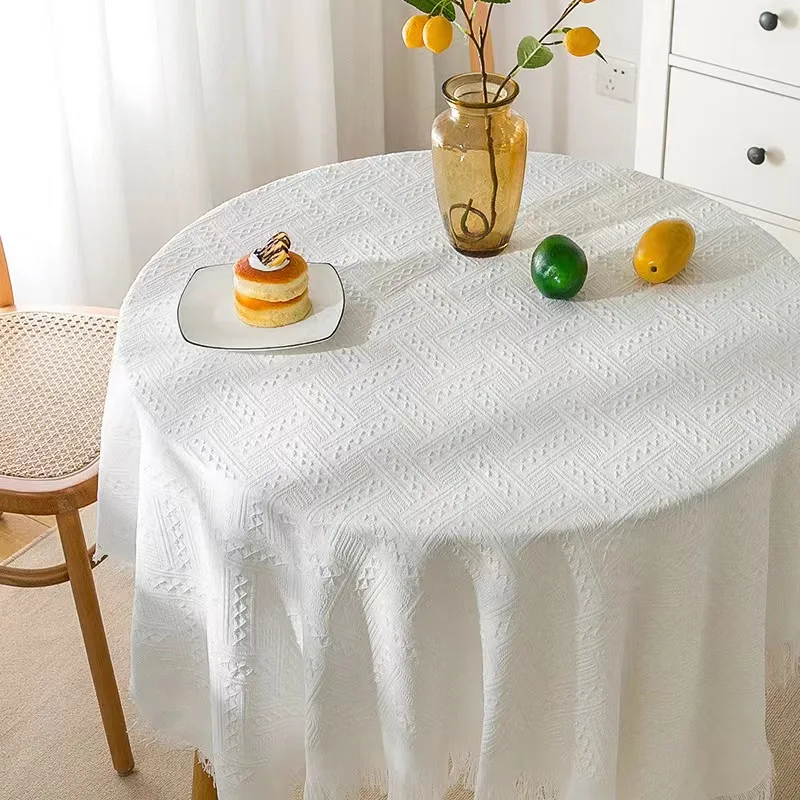 Cotton White Thick Tablecloth Multi Purpose T-Grid Waffle Grid Dustproof Photography Backdrop Cloth Picnic Dessert Table Mat