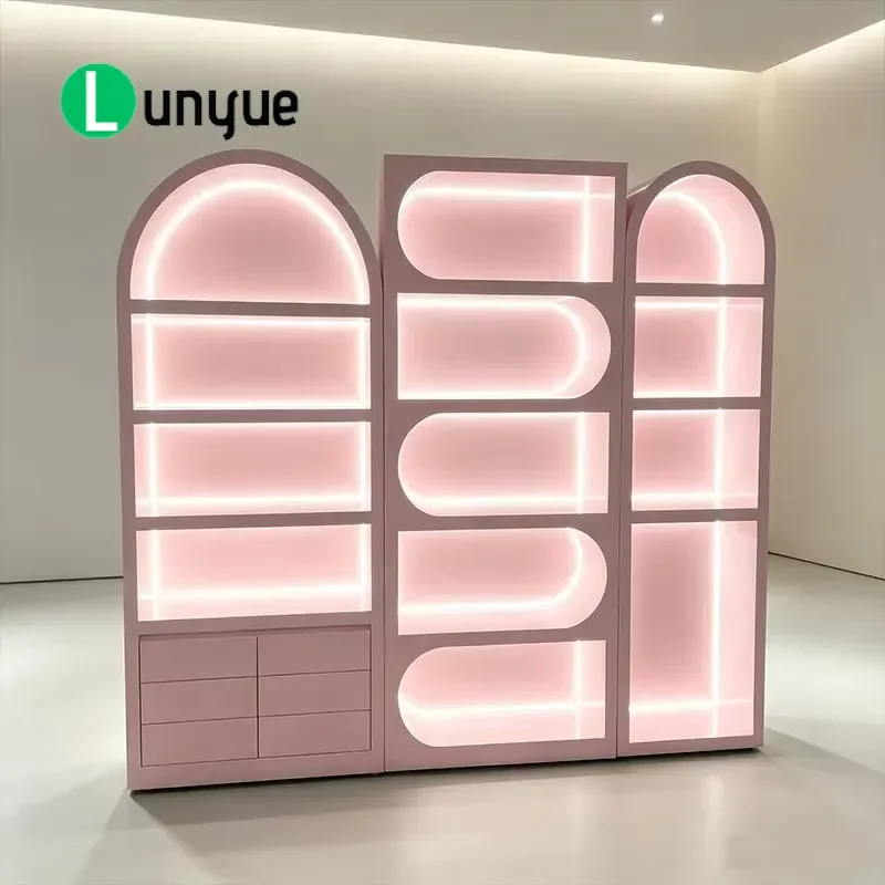 Custom Floor to Ceiling Cosmetics Display Cabinet Perfume Rack Shelf Beauty Store Furniture Showcase for Retail Shop